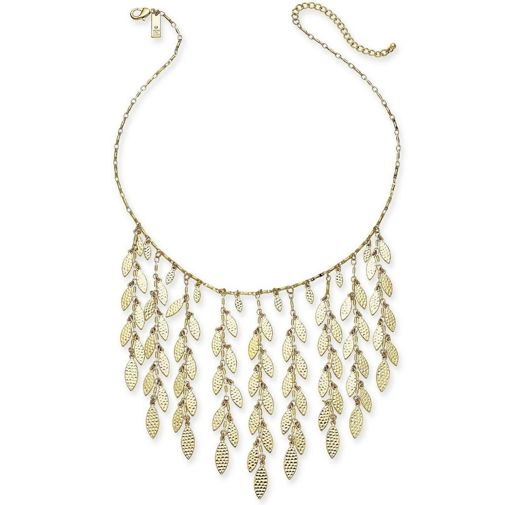 INC International Concepts‎ 18" Gold-Tone Linear Leaf Statement Necklace